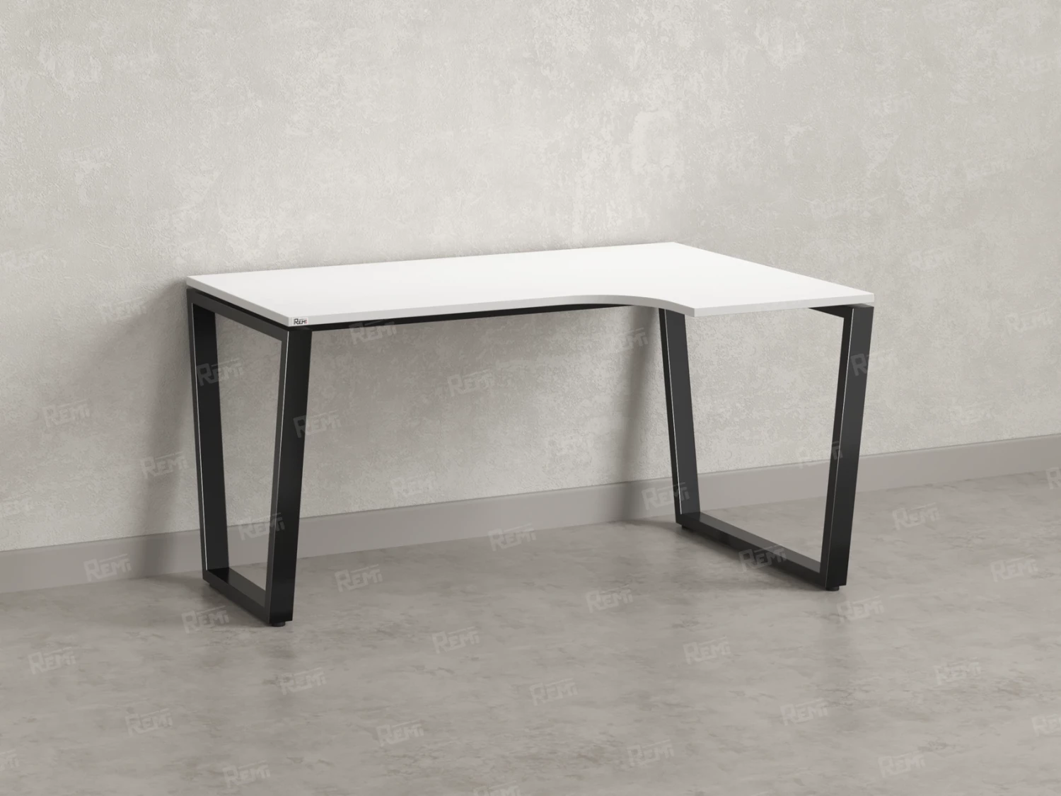 Стол угловой, U-опора, правый 1800x700/900x750, RM050-18x7-9 Белый/Черный