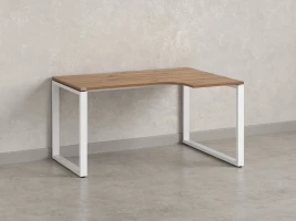 Стол угловой, О-опора, правый 1800x900/1200x750, RM054-18x9-12 Дуб Юстус/Белый