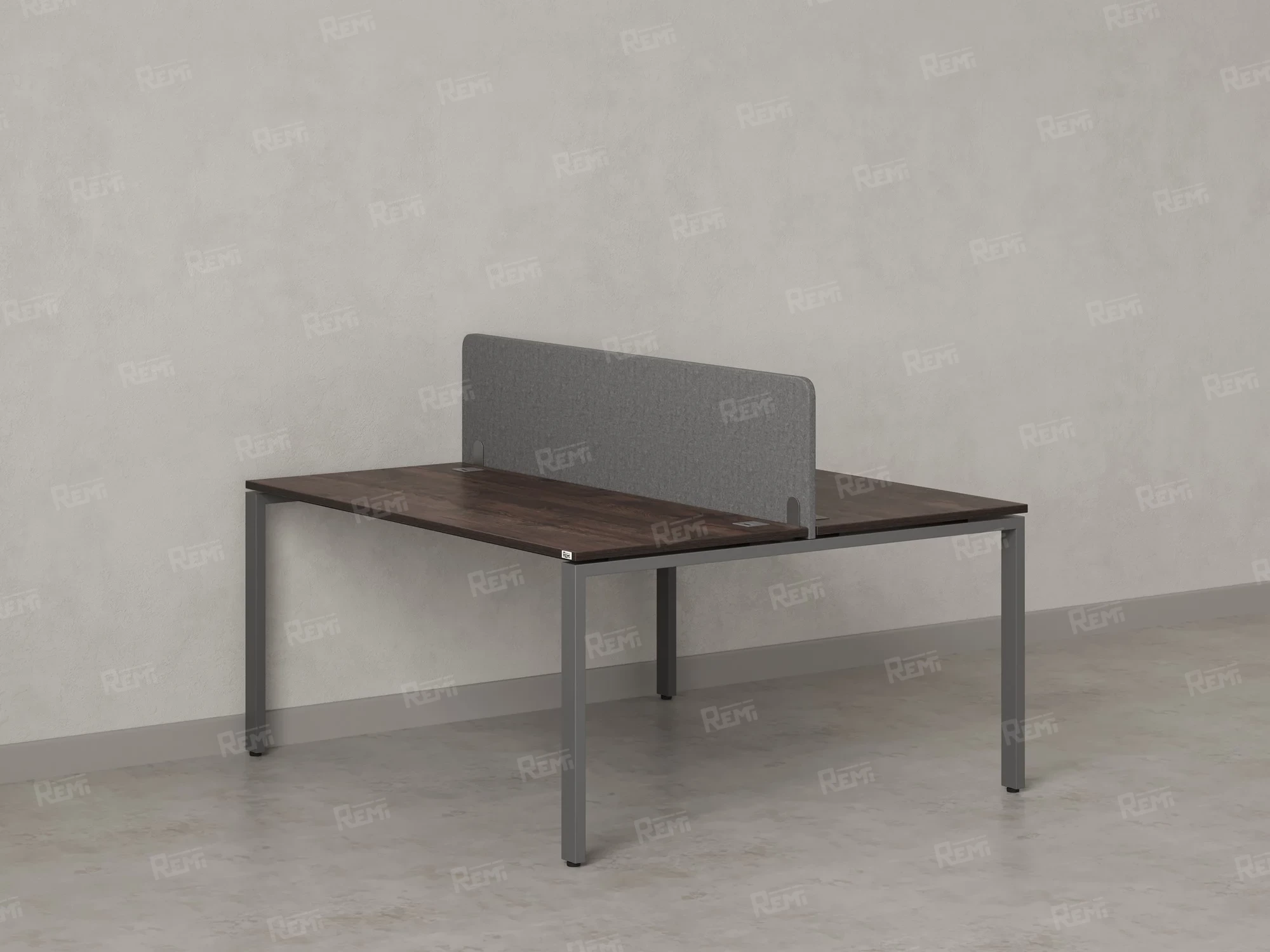 Бенч-система, 2 рабочих места, с одним тканевым экраном 1600x1400x750 RM165-1-16x14 Дуб Апрельский шоколад/Серый