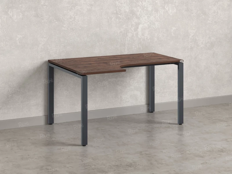 Стол угловой, П-опора, левый 1600x800/1000x750, RM053-16x8-10 Дуб Апрельский шоколад/Серый