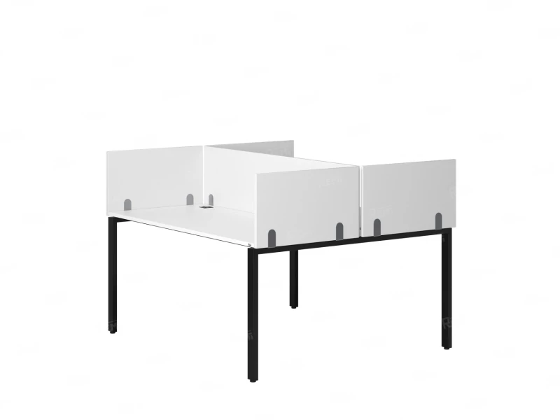 Бенч-система, 2 рабочих места, 5 ЛДСП экранов 1400x1400x750 RM165-4-14x14 Белый/Черный