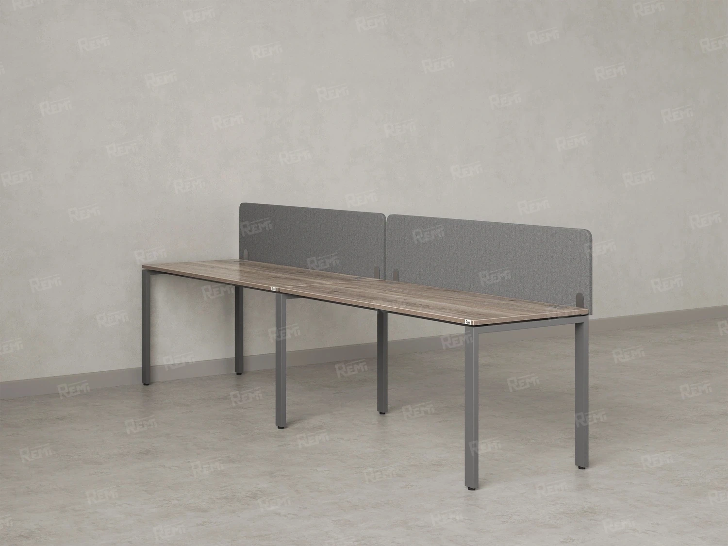 Бенч-система в 1 ряд, 2 рабочих места 2 тканевых экранов 2000x800x750 RM167-3-20x8 Дуб Маувелла/Серый