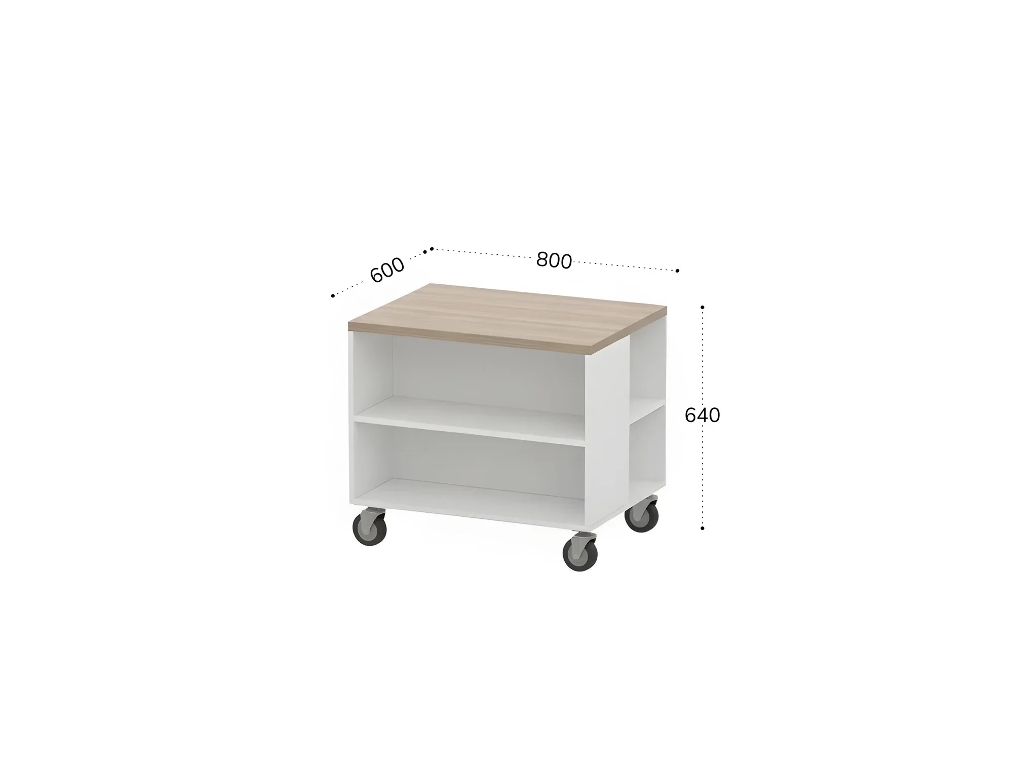 BRL RB012-80х60 Тумба для копира на роликовых опорах 800х600х640 Дрифтвуд/Белый