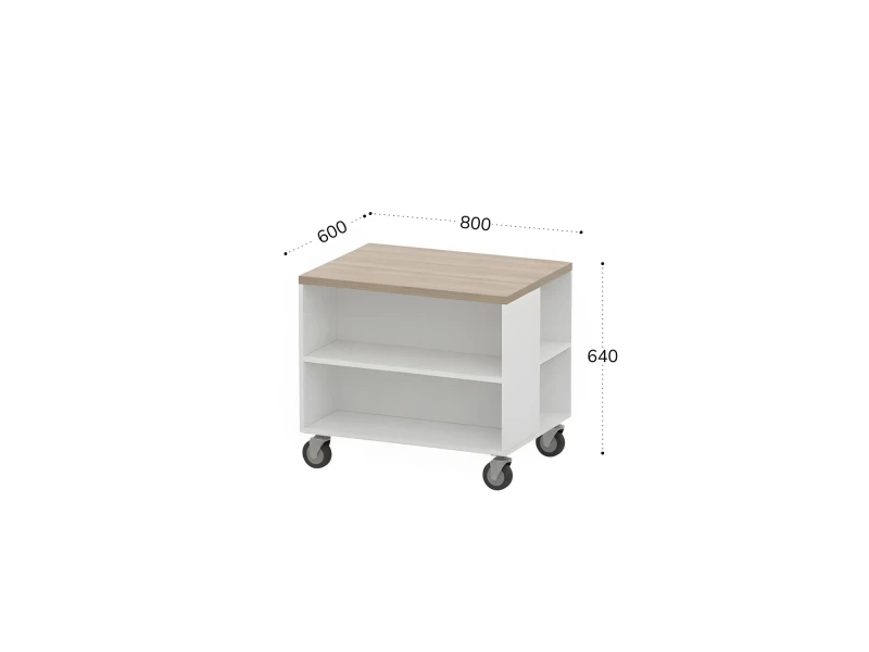 BRL RB012-80х60 Тумба для копира на роликовых опорах 800х600х640 Дрифтвуд/Белый