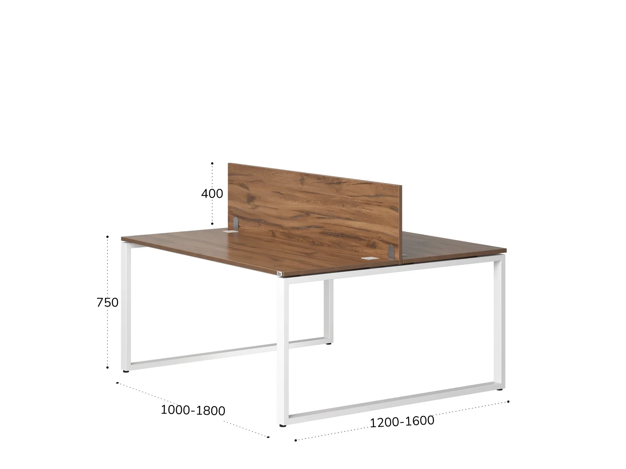 Бенч-система, 2 рабочих места, с одним экраном ЛДСП 1200x1200x750 RM169-2-12x12 Дуб Юстус/Белый