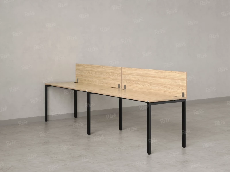 Бенч-система в 1 ряд, 2 рабочих места 2 ЛДСП экранов 3600x800x750 RM167-4-36x8 Вяз Швейцарский светлый/Черный