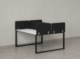 Бенч-система, 2 рабочих места, 5 тканевых экранов 1000x1600x750 RM169-3-10x16 Белый/Черный