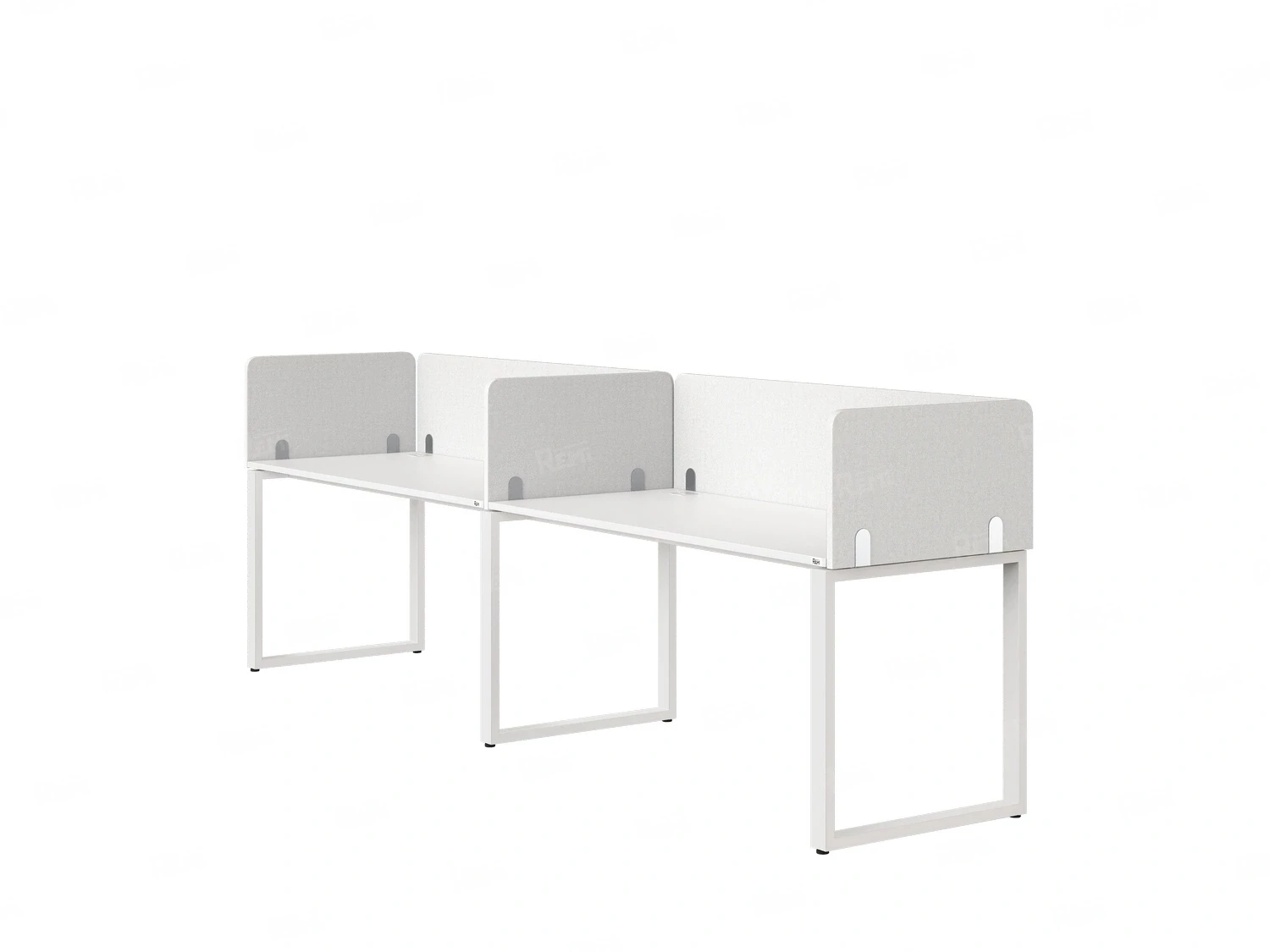 Бенч-система в 1 ряд, 2 рабочих места 5 тканевых экранов 2700x600x750 RM168-1-27x6 Белый/Белый