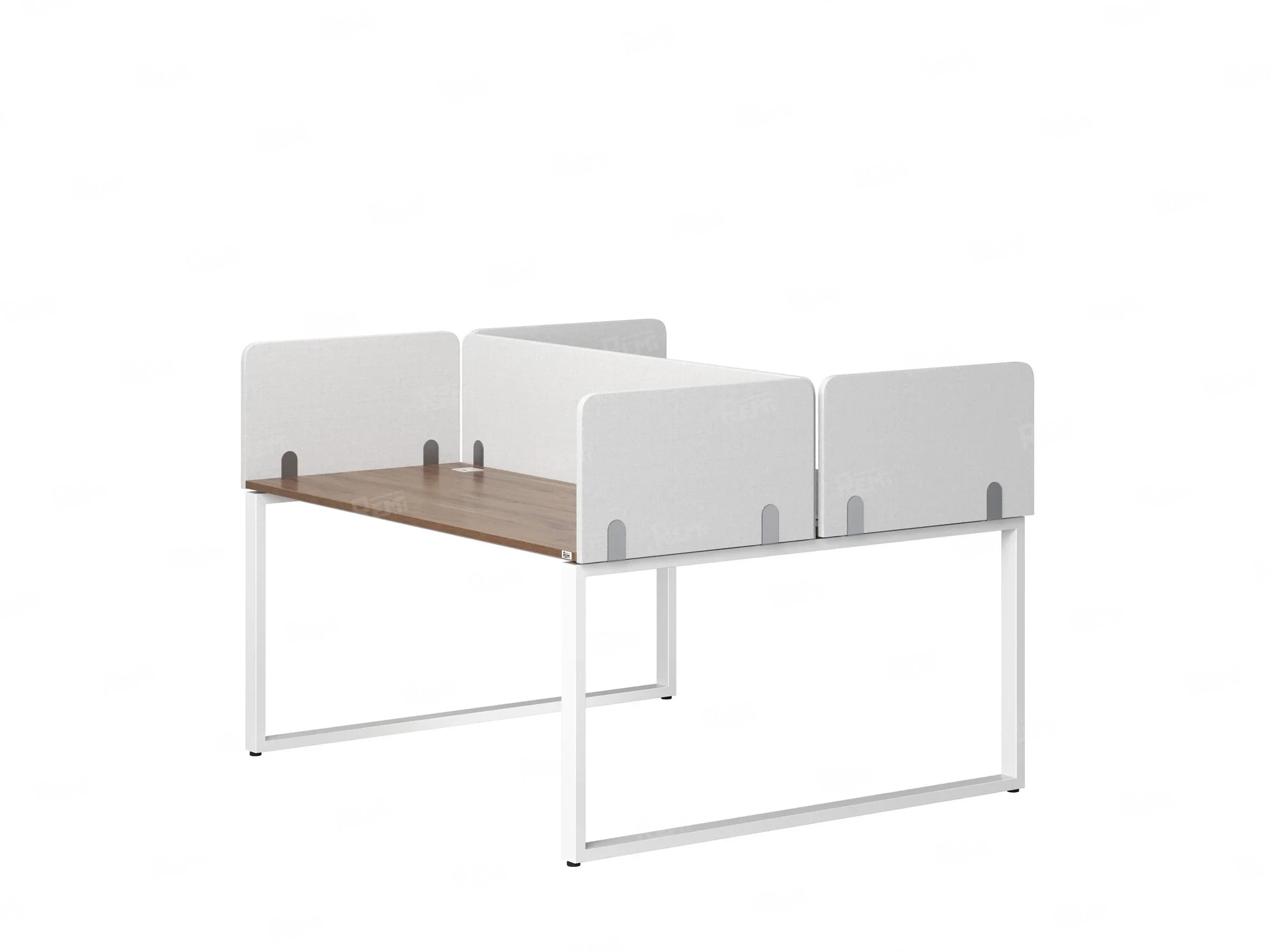 Бенч-система, 2 рабочих места, 5 тканевых экранов 1400x1600x750 RM169-3-14x16 Дуб Юстус/Белый