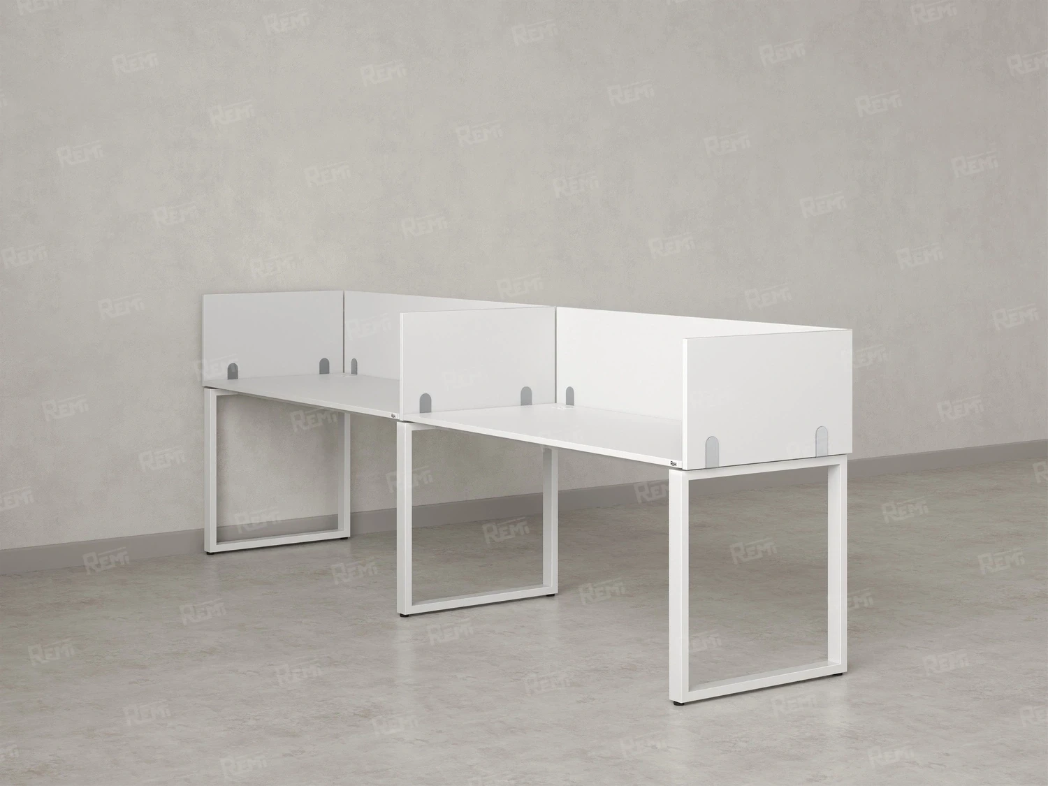 Бенч-система в 1 ряд, 2 рабочих места 5 ЛДСП экранов 3200x800x750 RM168-2-32x8 Белый/Белый