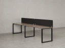 Бенч-система в 1 ряд, 2 рабочих места 2 тканевых экранов 2000x800x750 RM168-3-20x8 Дуб Маувелла/Черный