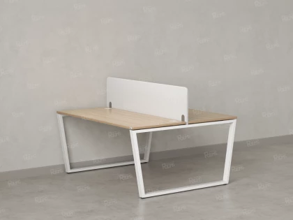 Бенч-система, 2 рабочих места, с одним тканевым экраном 1800x1200x750 RM172-1-18x12 Вяз Швейцарский светлый/Белый