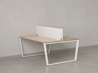 Бенч-система, 2 рабочих места, с одним тканевым экраном 1800x1200x750 RM172-1-18x12 Вяз Швейцарский светлый/Белый