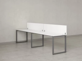 Бенч-система в 1 ряд, 2 рабочих места 2 ЛДСП экранов 2000x700x750 RM168-4-20x7 Белый/Серый