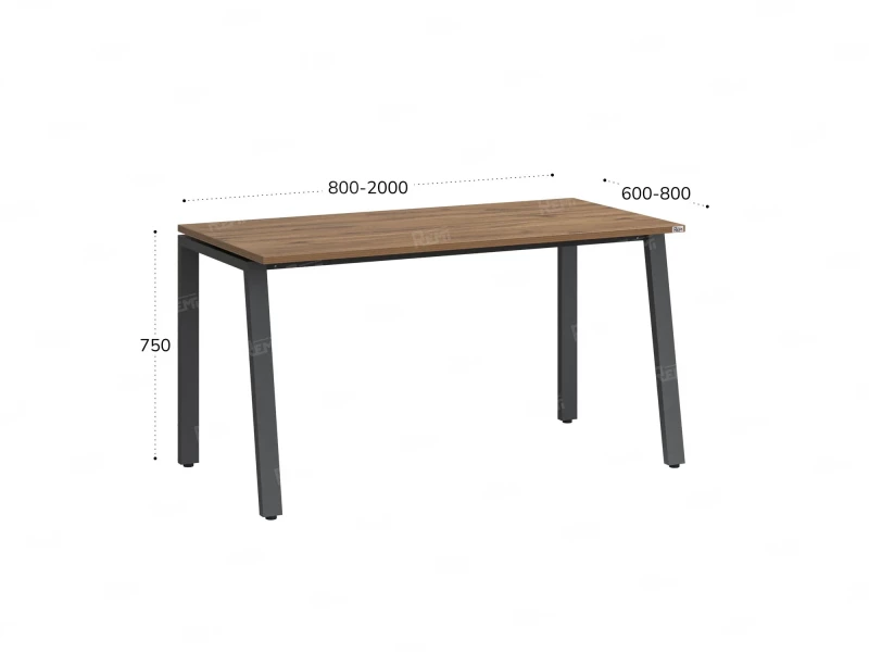 Стол прямой на Л-образных опорах 1200x800x750 RM004-12x8 Дуб Юстус/Серый