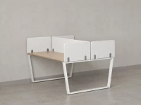 Бенч-система, 2 рабочих места, 5 тканевых экранов 1000x1600x750 RM172-3-10x16 Вяз Швейцарский светлый/Белый