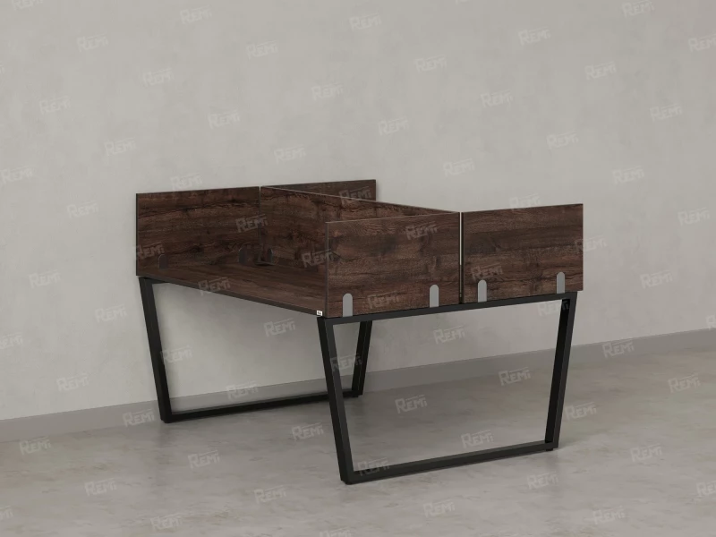 Бенч-система, 2 рабочих места, 5 ЛДСП экранов 1000x1200x750 RM172-4-10x12 Дуб Апрельский шоколад/Черный