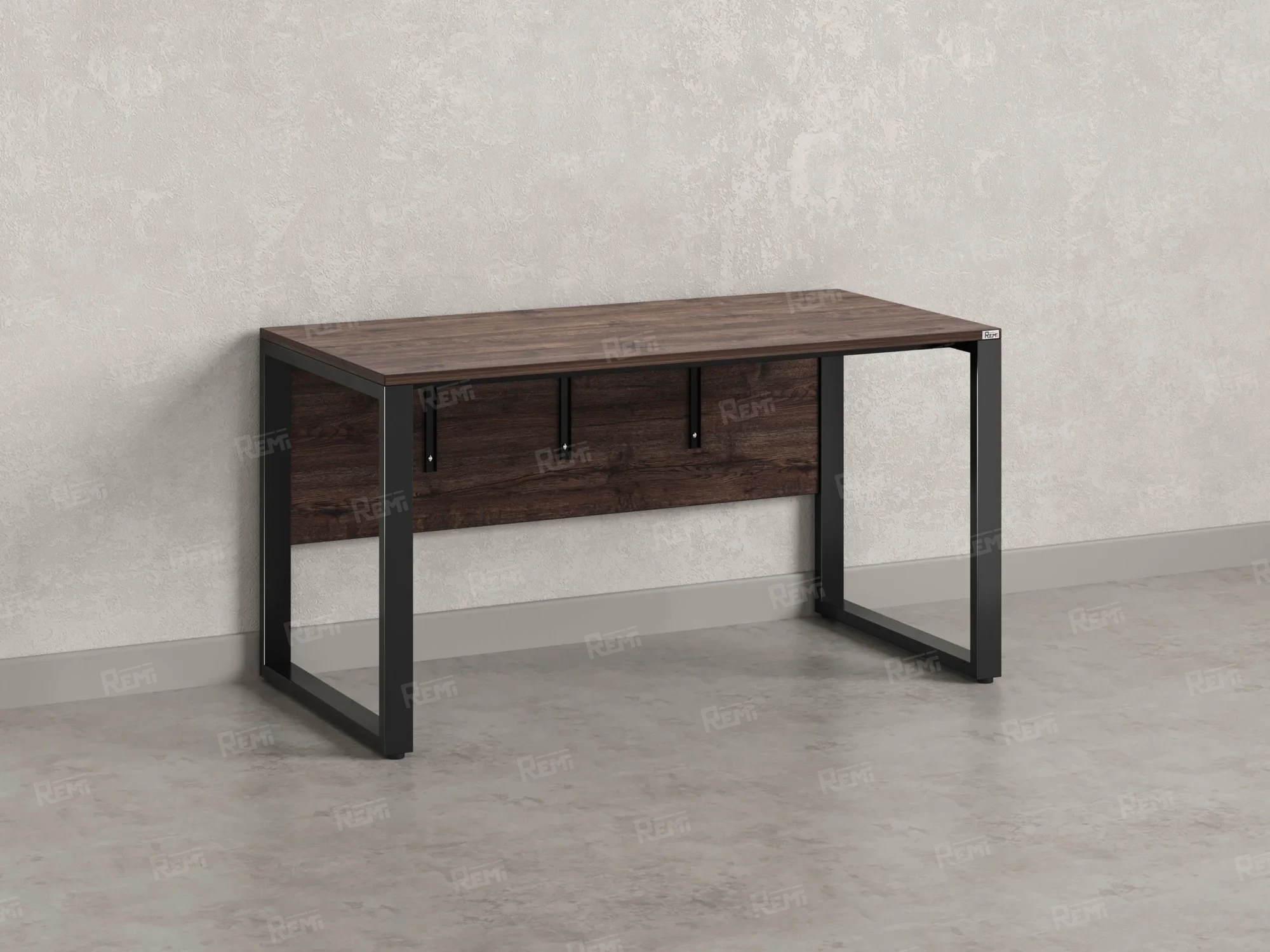 Стол прямой на О-образных опорах, экран ЛДСП 1600x800x750 RM006-16x8 Дуб Апрельский шоколад/Черный