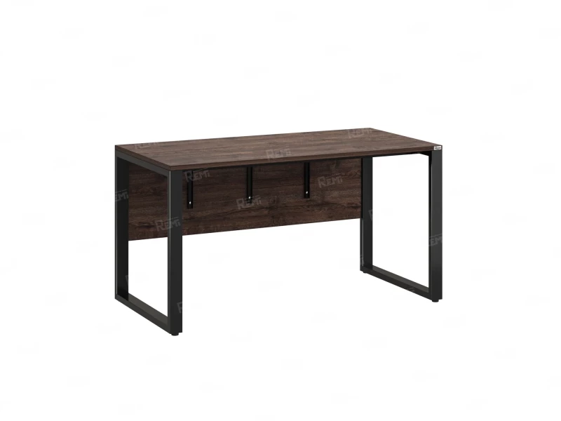 Стол прямой на О-образных опорах, экран ЛДСП 1600x800x750 RM006-16x8 Дуб Апрельский шоколад/Черный