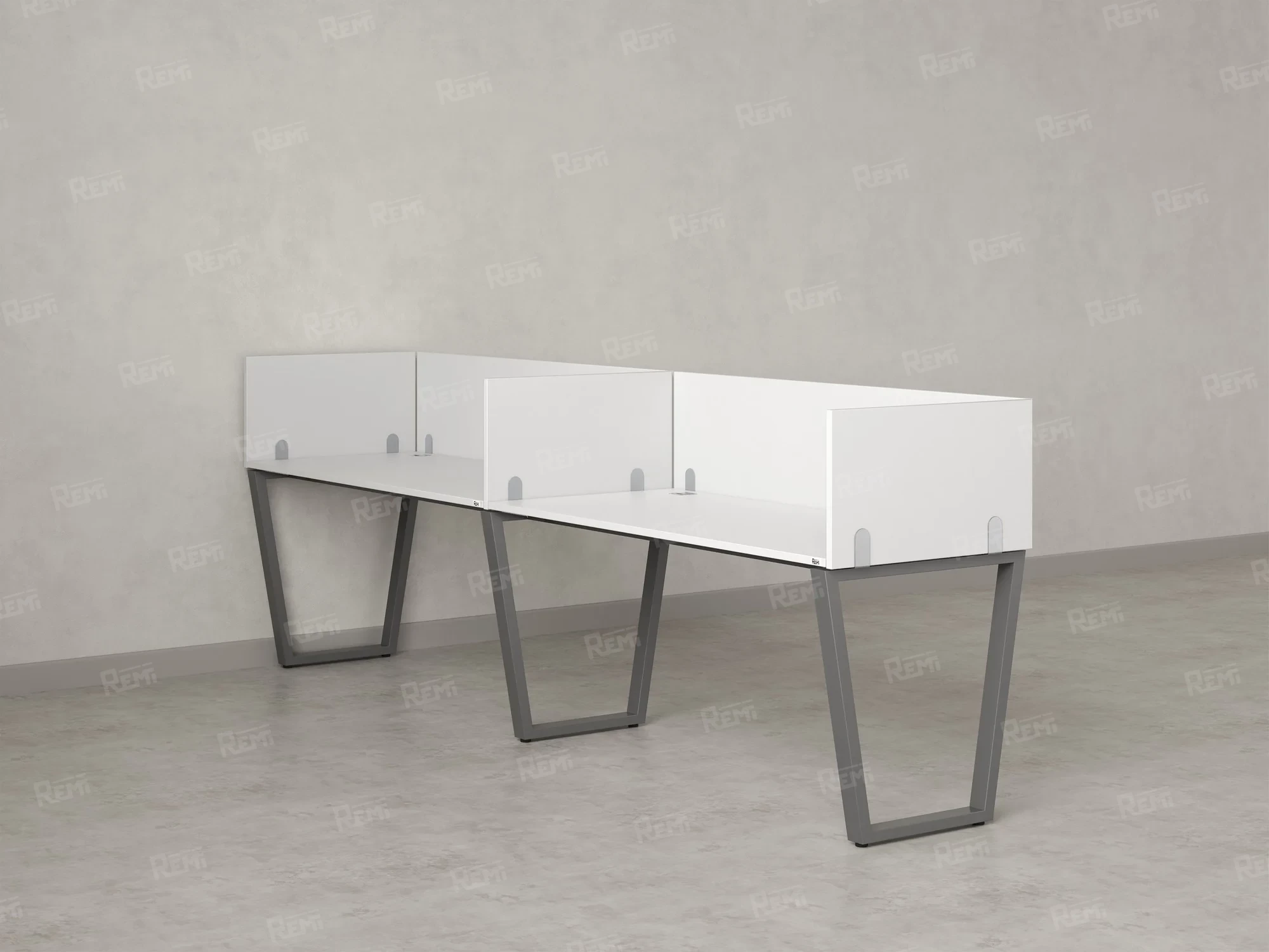 Бенч-система в 1 ряд, 2 рабочих места 5 ЛДСП экранов 3200x800x750 RM174-2-32x8 Белый/Серый