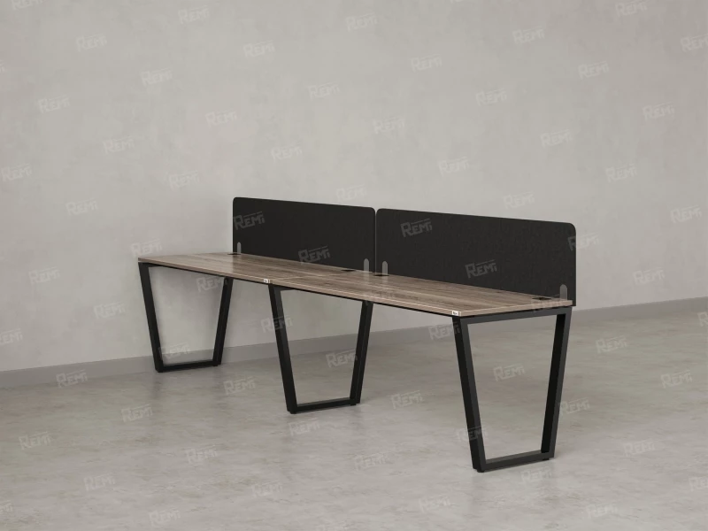 Бенч-система в 1 ряд, 2 рабочих места 2 тканевых экранов 2000x800x750 RM174-3-20x8 Дуб Маувелла/Черный