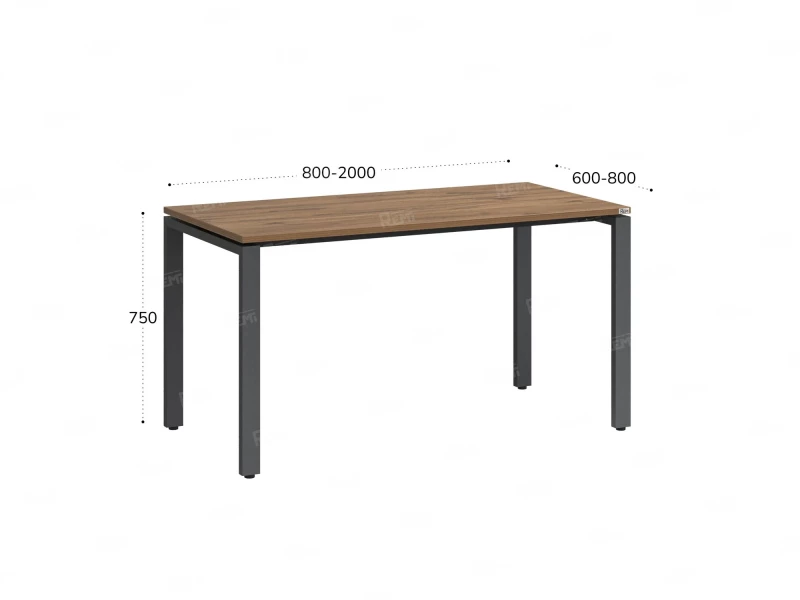 Стол прямой на П-образных опорах 1200x600x750 RM001-12x6 Дуб Юстус/Серый