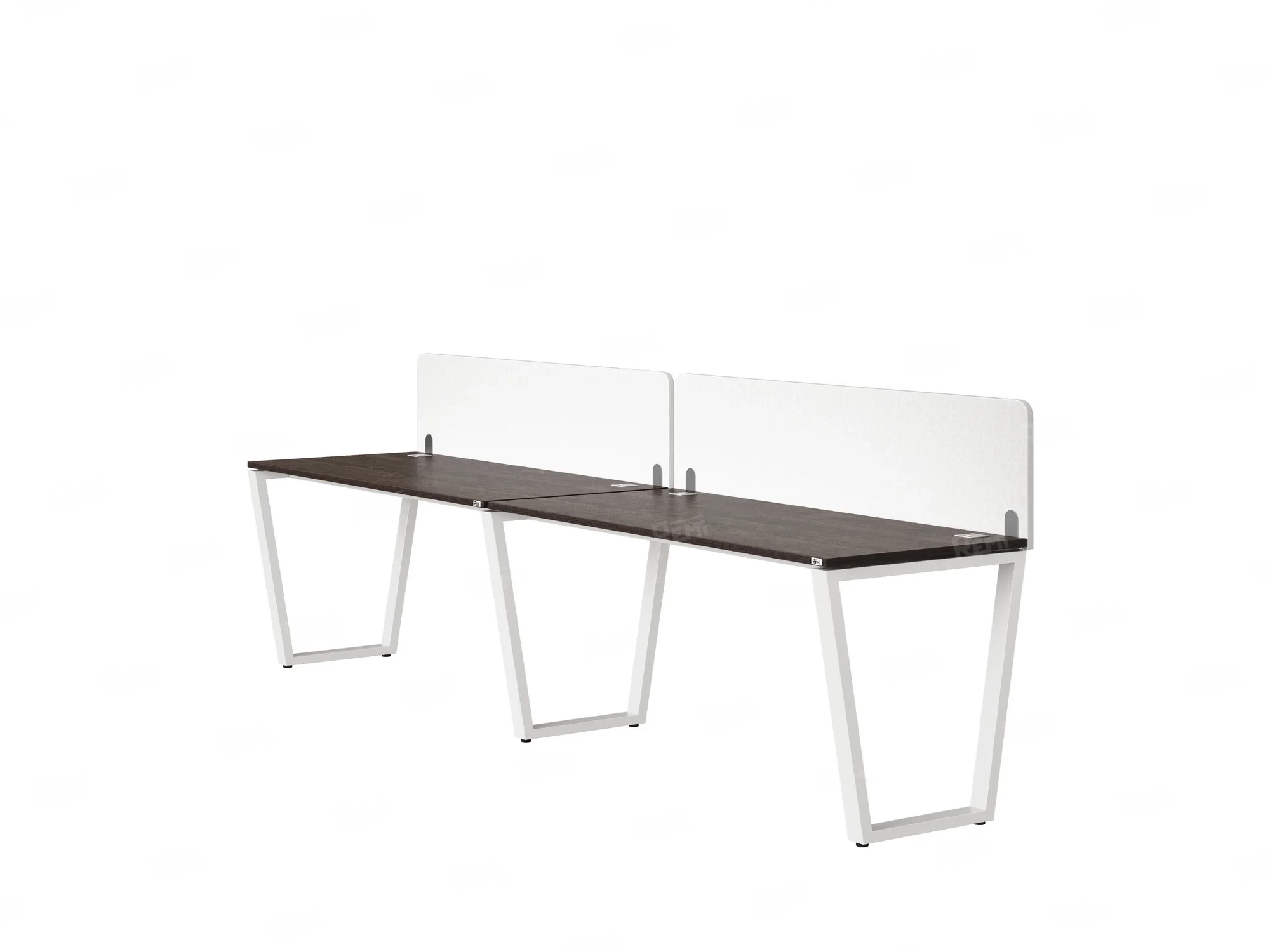 Бенч-система в 1 ряд, 2 рабочих места 2 тканевых экранов 3200x600x750 RM174-3-32x6 Дуб Апрельский шоколад/Белый