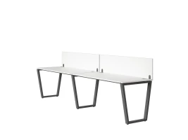 Бенч-система в 1 ряд, 2 рабочих места 2 ЛДСП экранов 2000x700x750 RM174-4-20x7 Белый/Серый