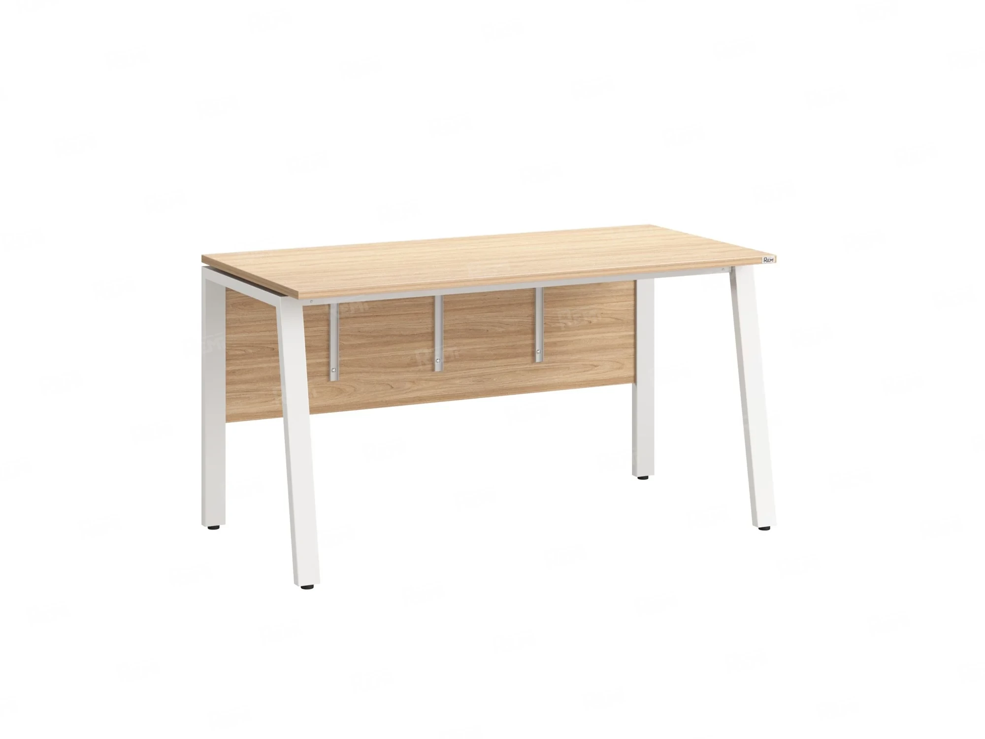 Стол прямой, Л-опора, экран ЛДСП,парящая стол-ца 2000x600x750 RM009-20x6 Вяз Швейцарский светлый/Белый
