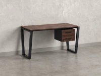 Стол прямой с подвесной тумбой 2 ящика, U-опора 2000x800x750 RM035-20x8 Дуб Апрельский шоколад/Черный