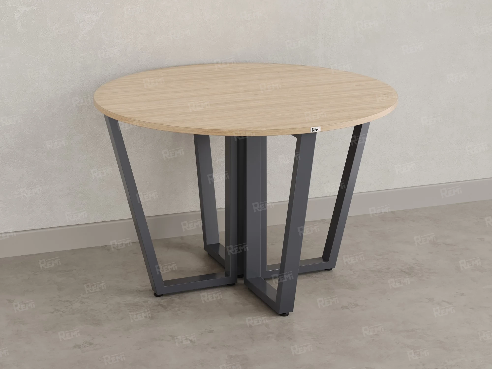 Круглый стол на U-образных опорах 1200x1200x750 RM188-12x12 Вяз Швейцарский светлый/Серый