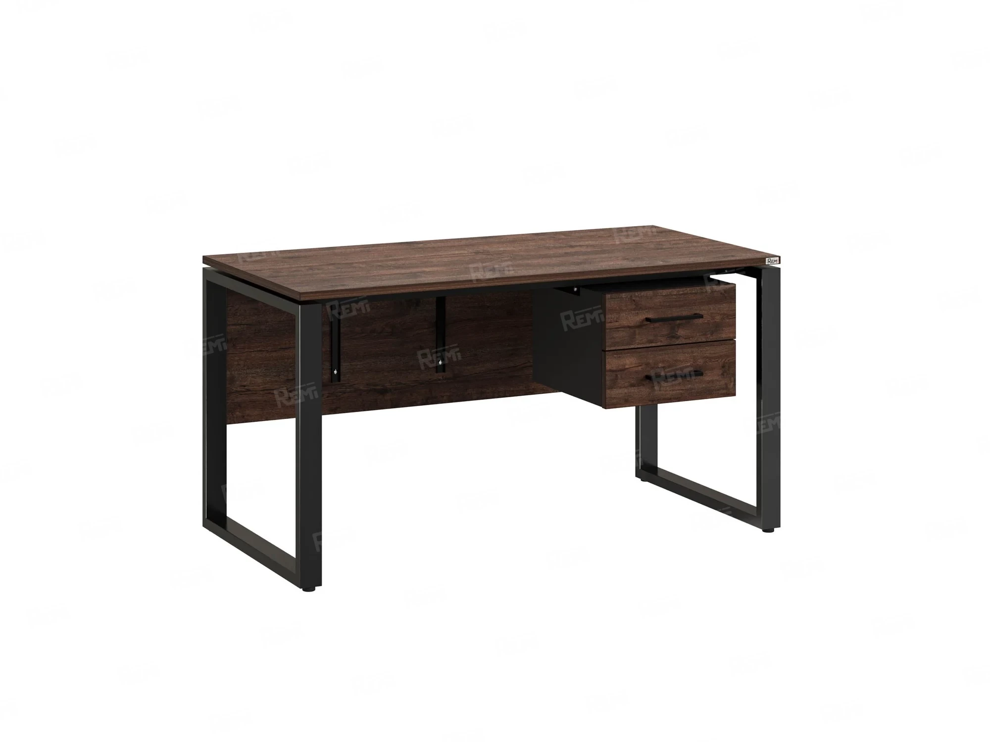 Стол прямой, подвесная тумба, ЛДСП экран, О-опора 2000x700x750 RM033-20x7 Дуб Апрельский шоколад/Черный