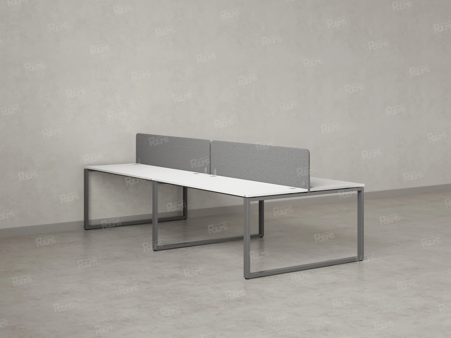 Бенч-система, 4 рабочих места, на О-образных опорах, 2 тканевых экранов 2800x1200x750 RM170-3-14x12 Белый/Серый