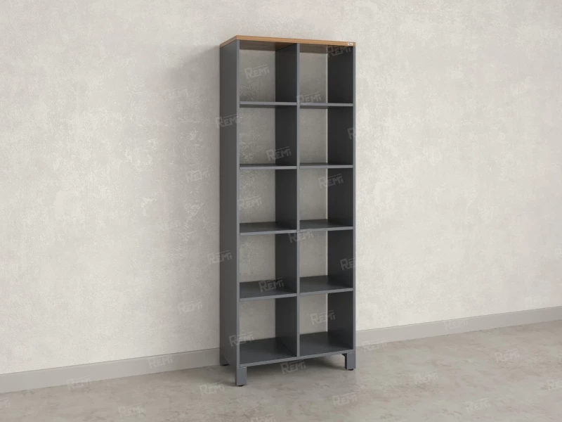 Стеллаж, 10 ячеек 750х370х1980 RM142-75x37 Дуб Юстус/Серый