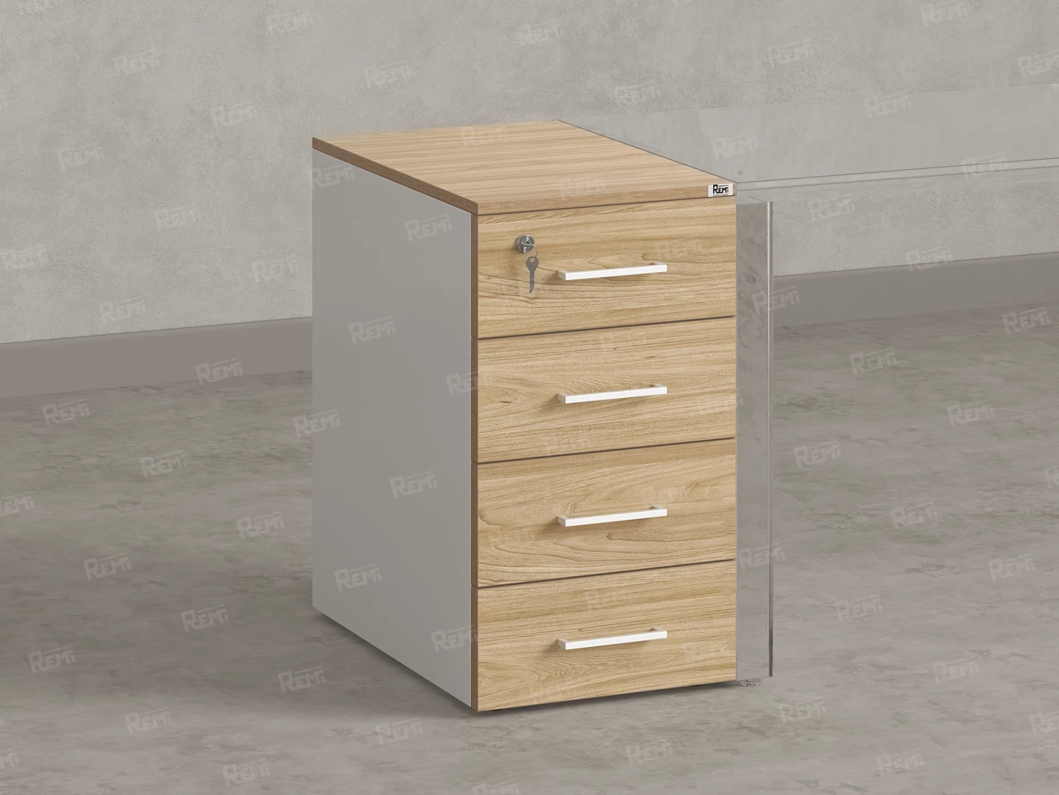 Тумба приставная, 4 ящика 400x800x750 RM121-40x80 Вяз Швейцарский светлый/Белый