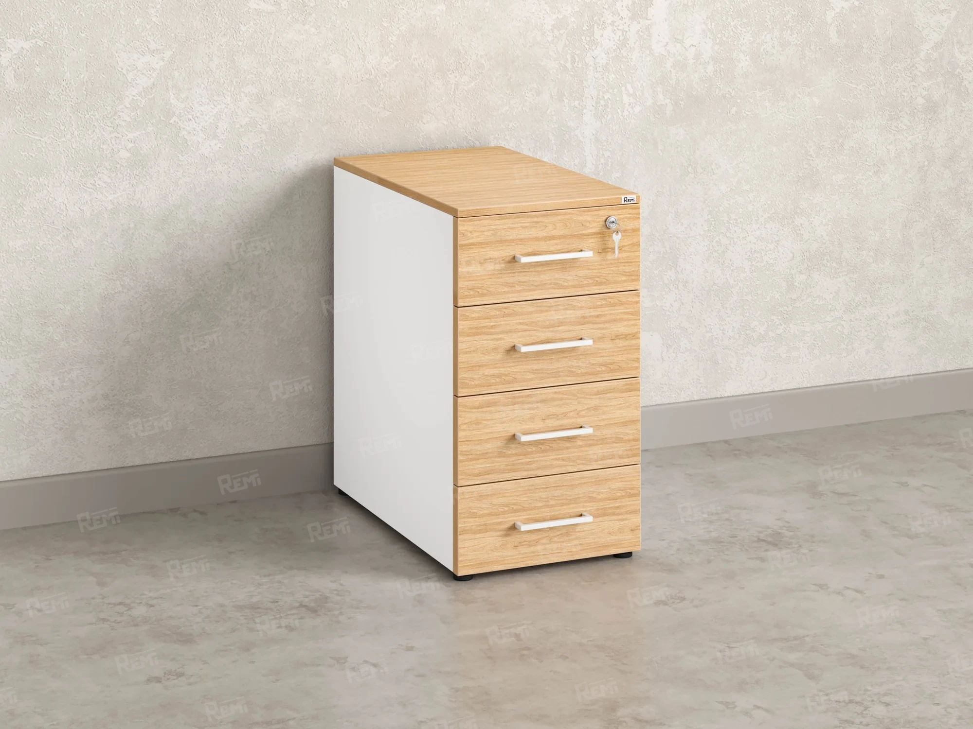 Тумба приставная, 4 ящика 400x800x750 RM121-40x80 Вяз Швейцарский светлый/Белый