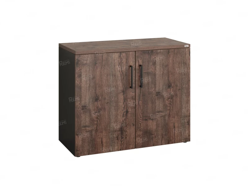 Шкаф низкий распашной, регулируемые опоры, 2 уровня 900x420x750 RM148-90x42 Дуб Апрельский шоколад/Черный