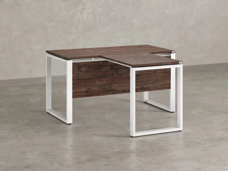 Стол с брифингом с парящей столешницей на О-образных опорах с экраном ЛДСП RM045-12x8 1200x2000x750 Дуб Апрельский шоколад/Белый