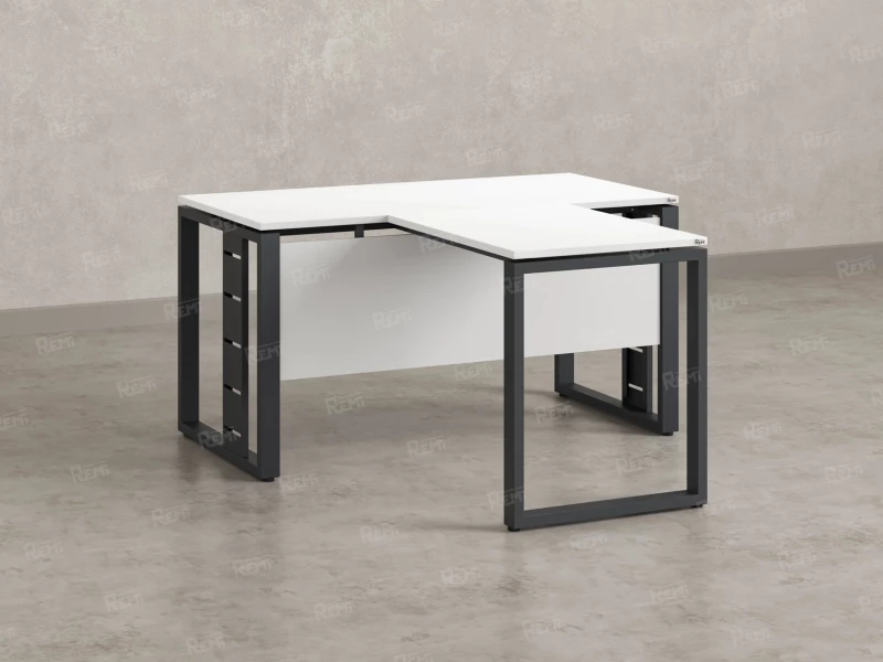 Стол с брифингом с парящей столешницей на О-образных опорах с экраном ЛДСП RM045-16x9 1600x2500x750 Белый/Серый