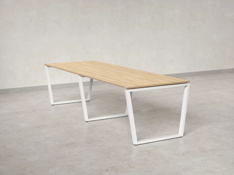 Cтол для переговоров, на V-обазном каркасе 2600x1250x750 RM082-260x125 Вяз Швейцарский светлый/Белый