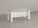 Стол прямой на О-образных опорах с металлическим экраном 2000x900x750 RM042-20x9 Дуб Маувелла/Белый