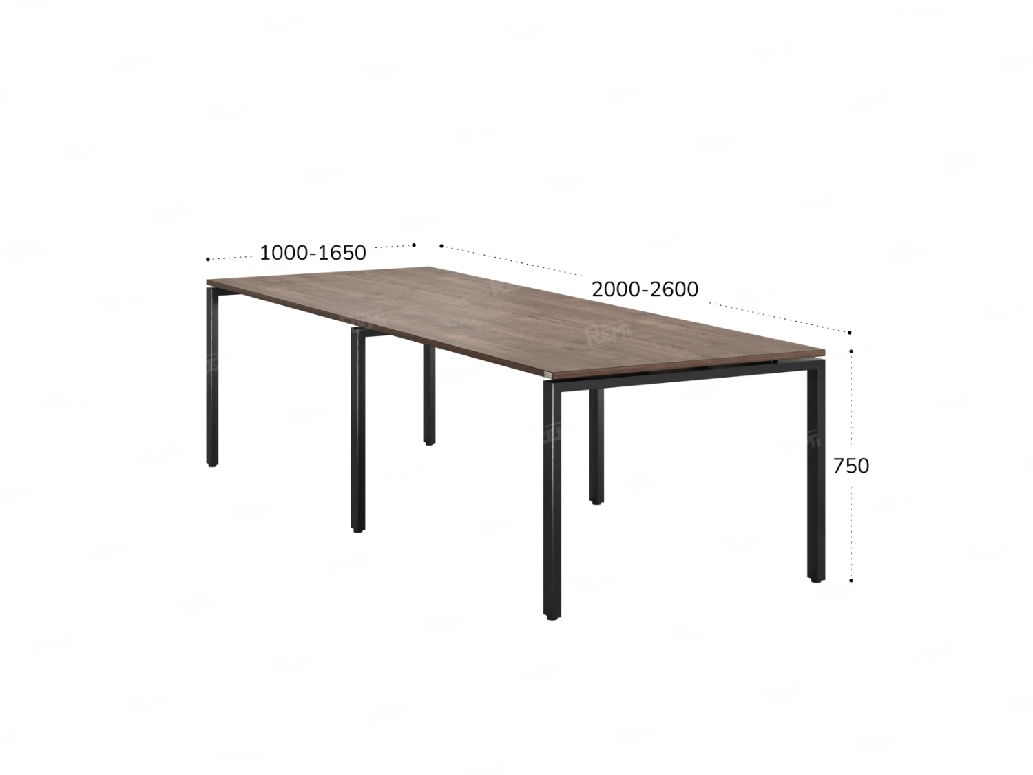 Cтол для переговоров, на П-образном каркасе 2300x1650x750 RM080-230x165 Дуб Апрельский шоколад/Черный