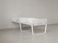 Бенч-система, 4 рабочих места, на U-образных опорах, 8 ЛДСП экранов 3200x1600x750 RM173-2-16x16 Белый/Белый