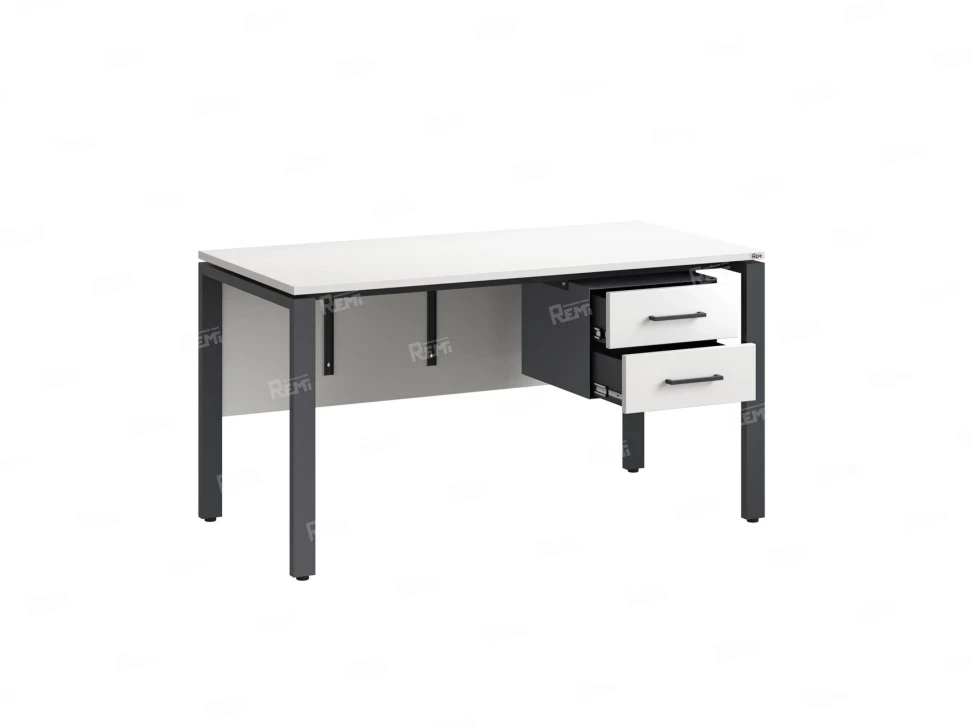 Стол прямой, подвесная тумба, ЛДСП экран, П-опора 1800x600x750 RM031-18x6 Белый/Серый
