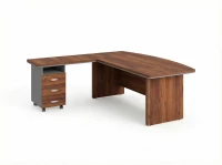 BRL RB071-160x200L Стол рук-ля угл. L с тумбой 3 ящика 1600х2000х760 Орех Вармия/Серый вулканический