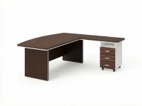 BRL RB071-160x200R Стол руководителя угловой R с тумбой 3 ящика 1600х2000х760 Венге/Белый