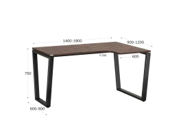 Стол угловой, U-опора, правый 1400x800/1000x750, RM050-14x8-10 Дуб Апрельский шоколад/Черный