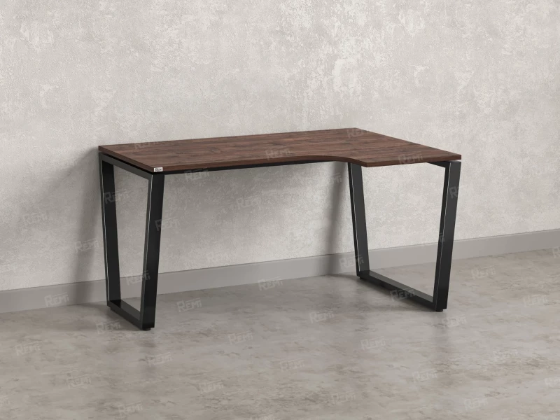 Стол угловой, U-опора, правый 1400x800/1000x750, RM050-14x8-10 Дуб Апрельский шоколад/Черный