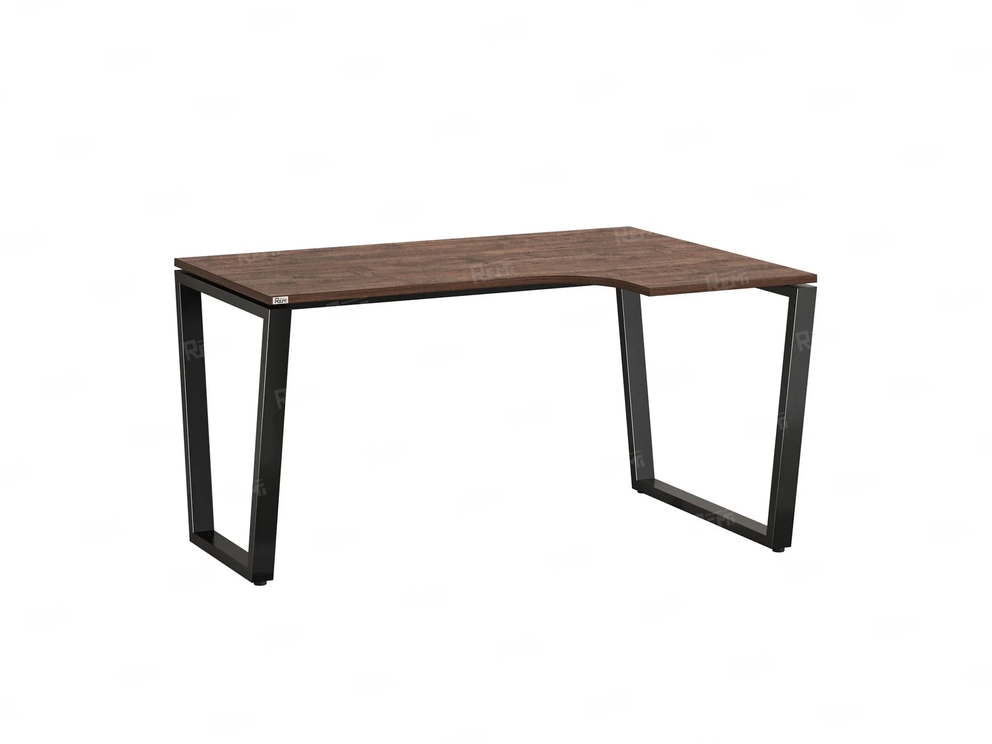 Стол угловой, U-опора, правый 1400x800/1000x750, RM050-14x8-10 Дуб Апрельский шоколад/Черный
