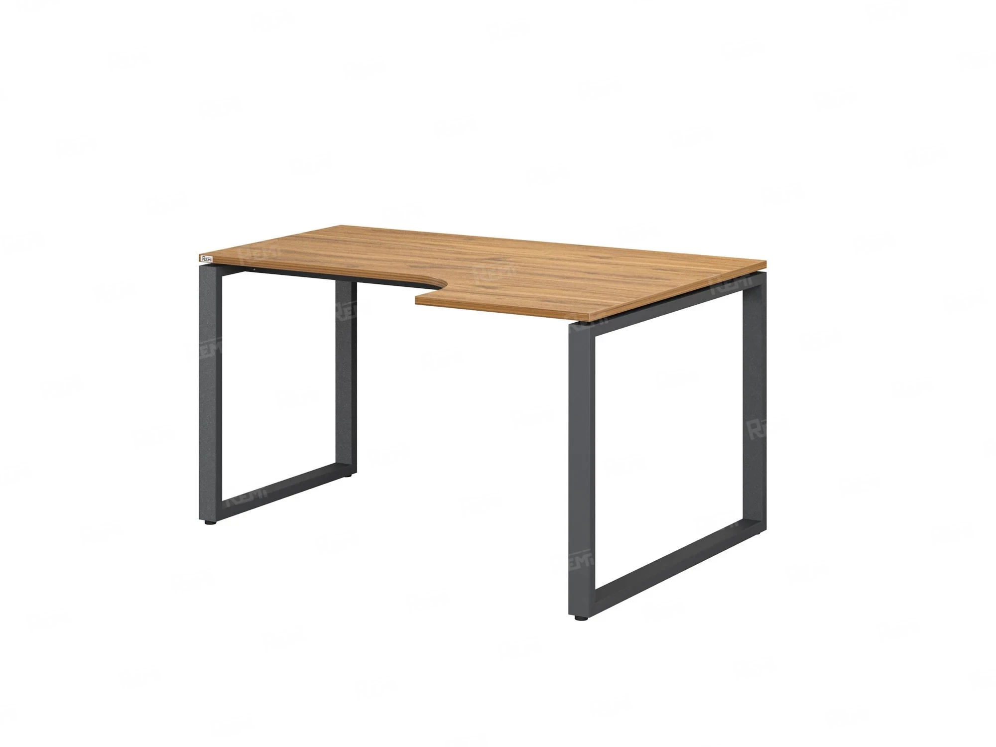 Стол угловой, О-опора, правый 1800x900/1200x750, RM054-18x9-12 Дуб Юстус/Серый